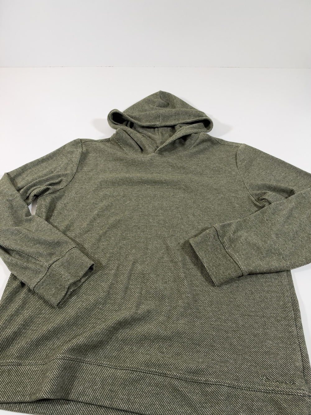 7 Diamonds Hoodie Mens Large Green Striped Lightweight Stretch Jersey Pullover